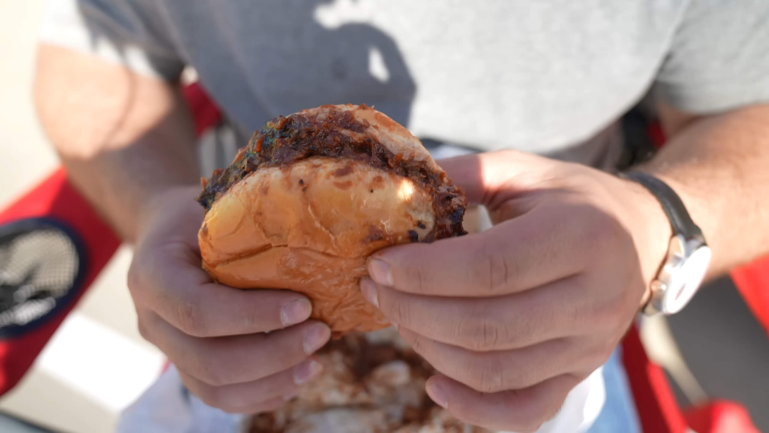 Trying the Brisket Sandwich from Buc-ee’s