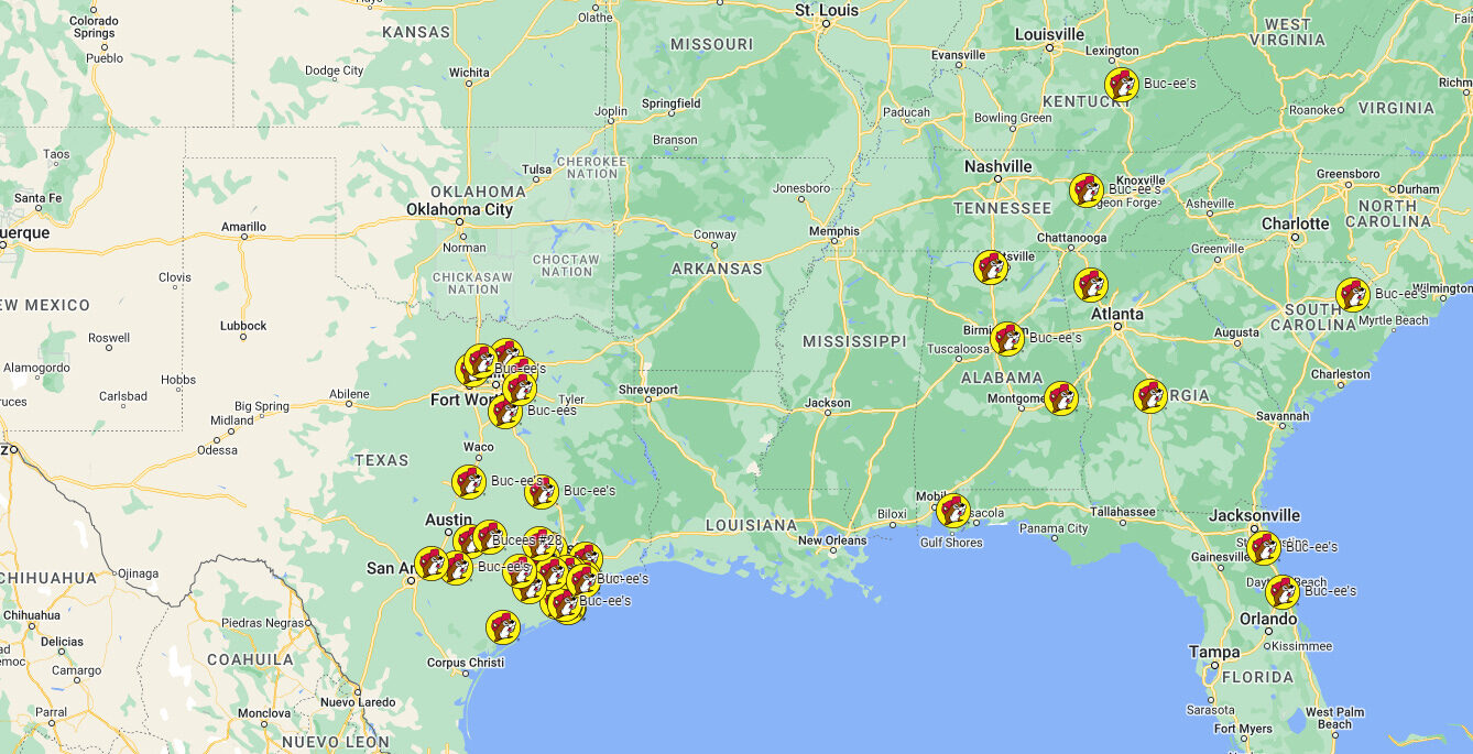 Map of Buc-ee’s Stores