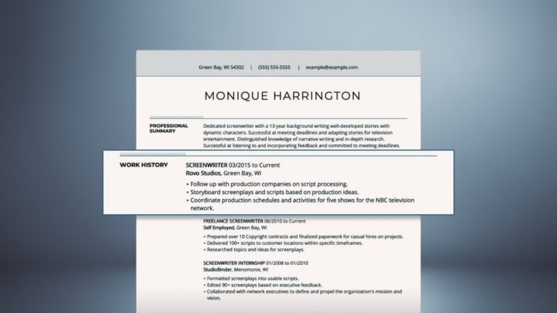 Resume Work Experience Section