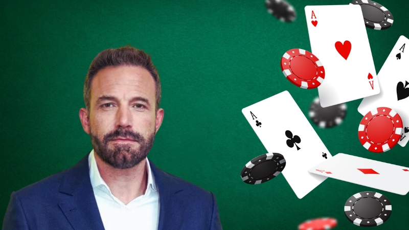 Ben Affleck with Poker Cards and Chips in The Background