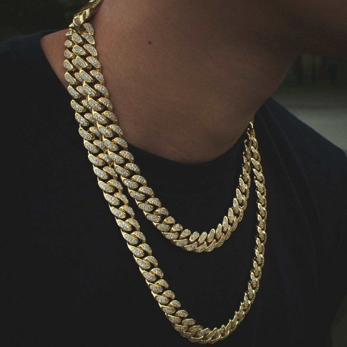 Flashing Gold Chains with Open Shirts