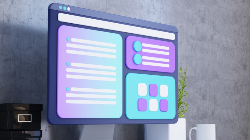 A stylized screen shows a clean, colorful website layout, highlighting the role of light and intuitive UX in strong site performance