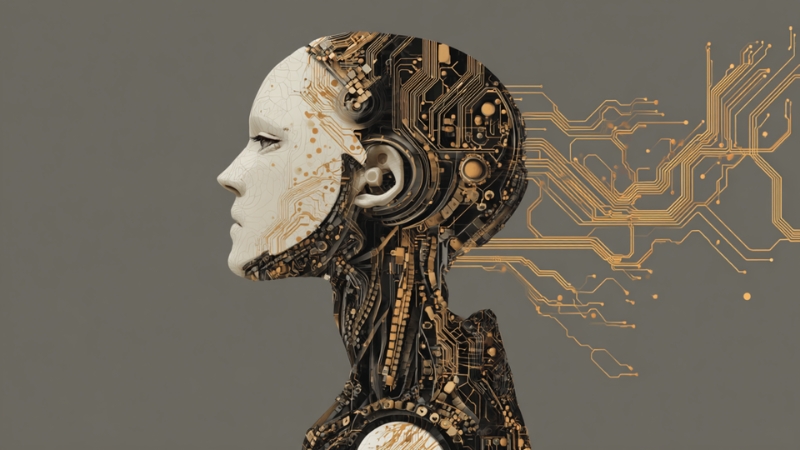 Profile of a humanoid figure made of circuits and processors, representing the latest machine learning trends