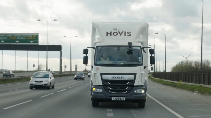 A Hovis delivery truck on the road