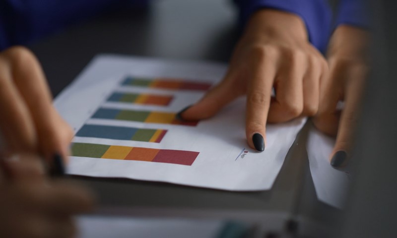 Business professionals analyzing graphs