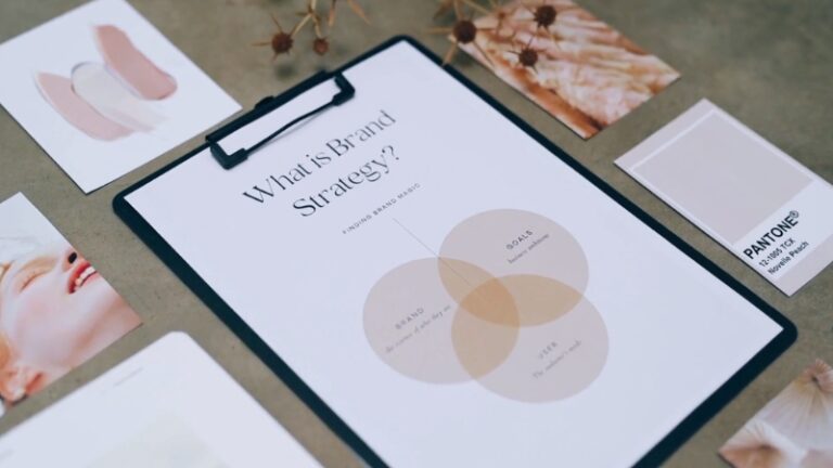 A brand strategy sheet on a table that shows how to plan for more customers