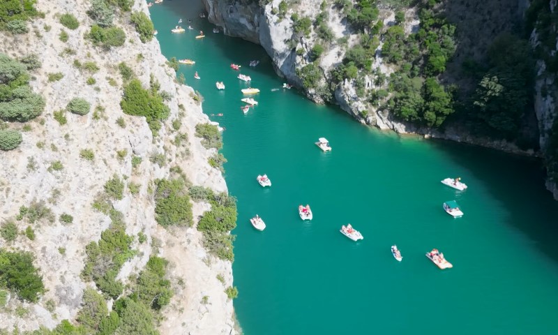 Aerial view of boats in the Verdon