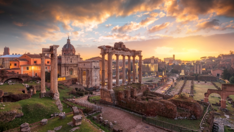 Ancient ruins of the Roman Forum showing the cultural heritage of Rome