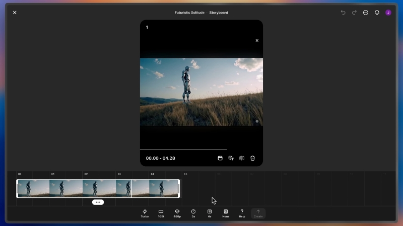 Video editing interface shows timeline with clips and preview of a scene on screen
