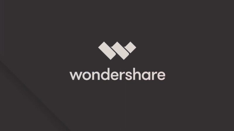 Wondershare logo displayed on a dark software brand background