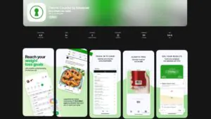 Apple App Store page for the Calorie Counter app with five mobile preview images